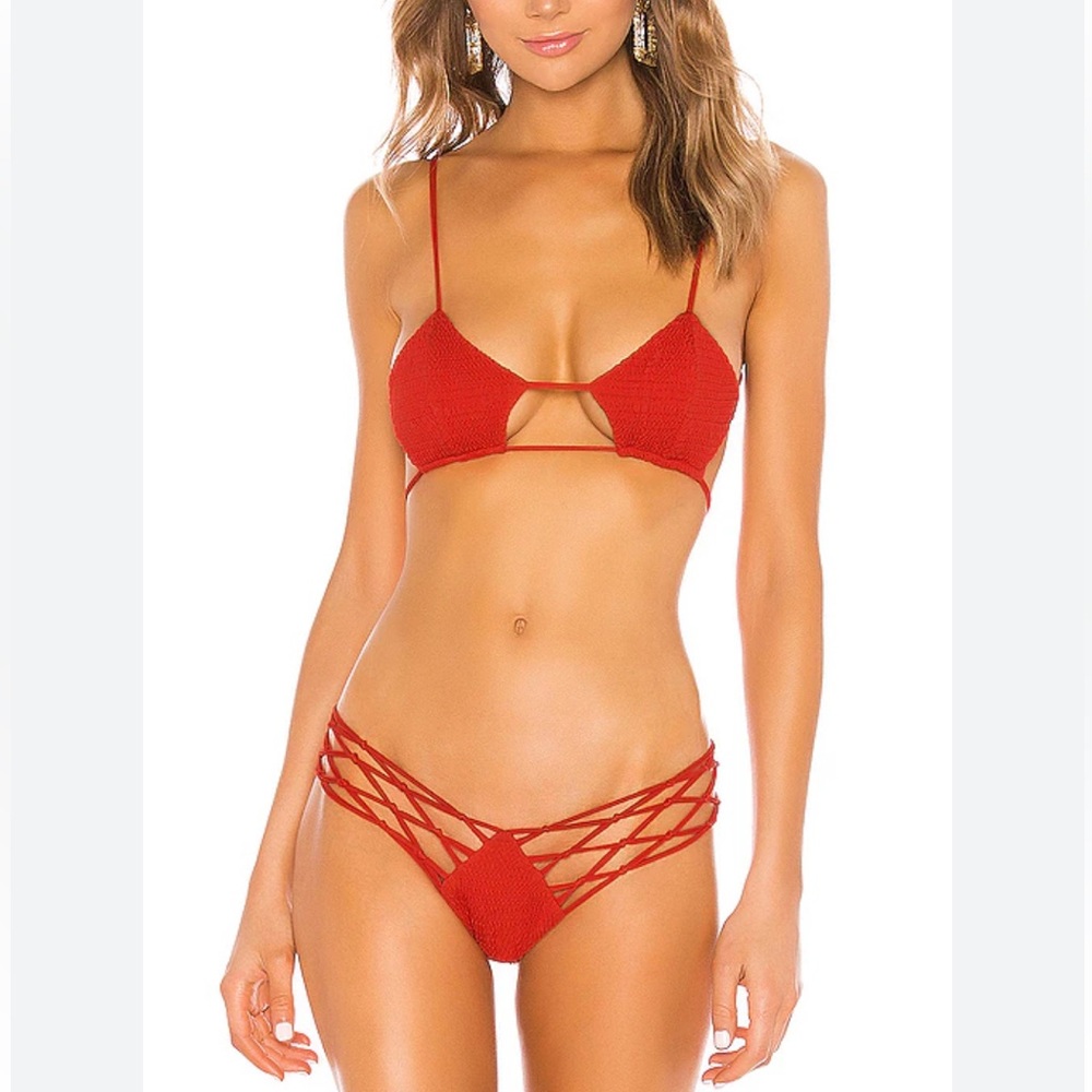 INDAH santos skimpi bikini bottom red size medium revolve